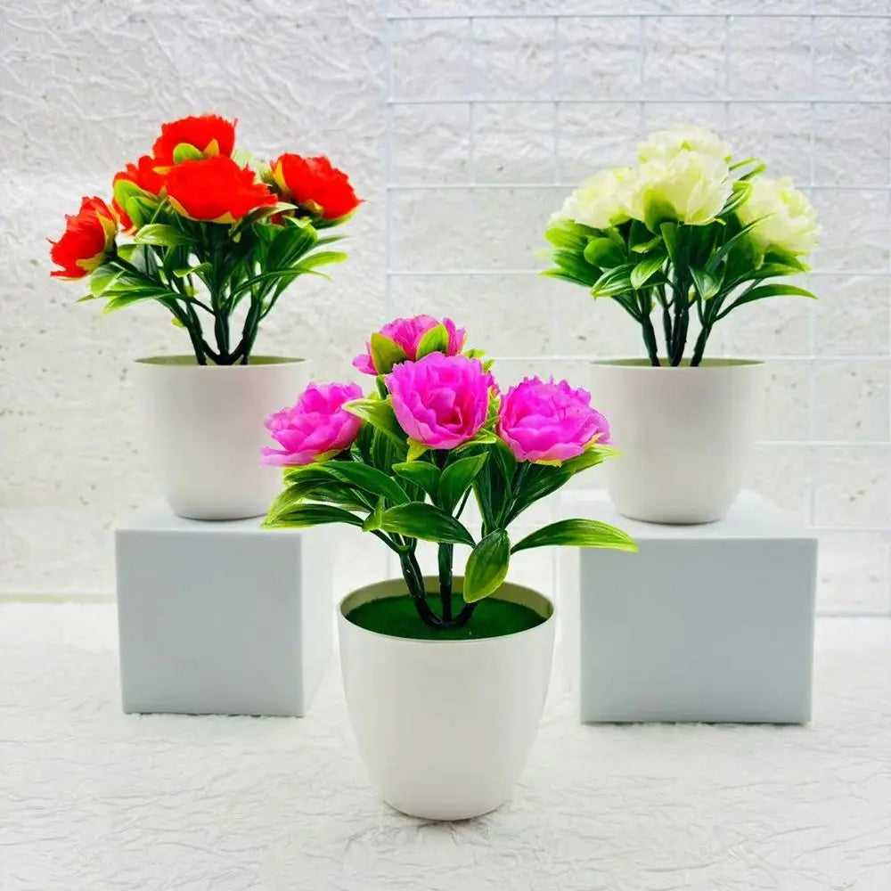 Multicolor Artificial Rose Bonsai