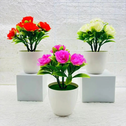Multicolor Artificial Rose Bonsai