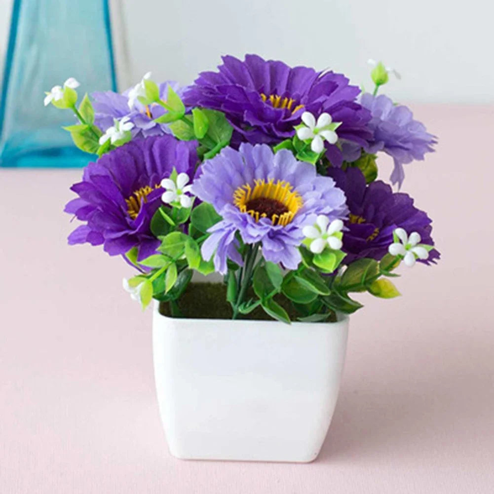 Artificial Purple Rose Potted Plant