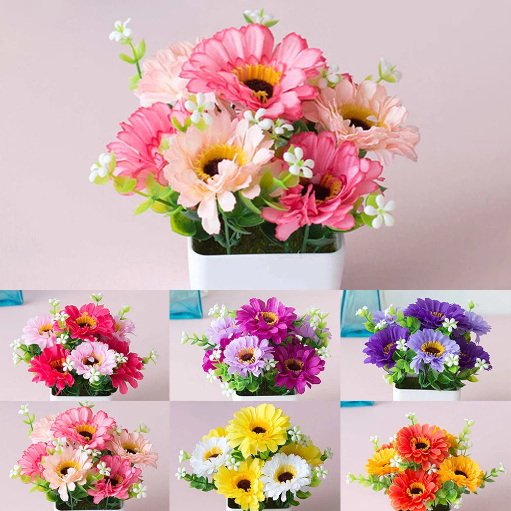 Artificial Purple Rose Potted Plant