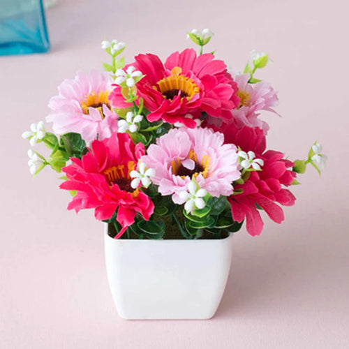 Artificial Purple Rose Potted Plant