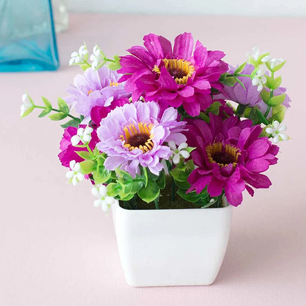 Artificial Purple Rose Potted Plant